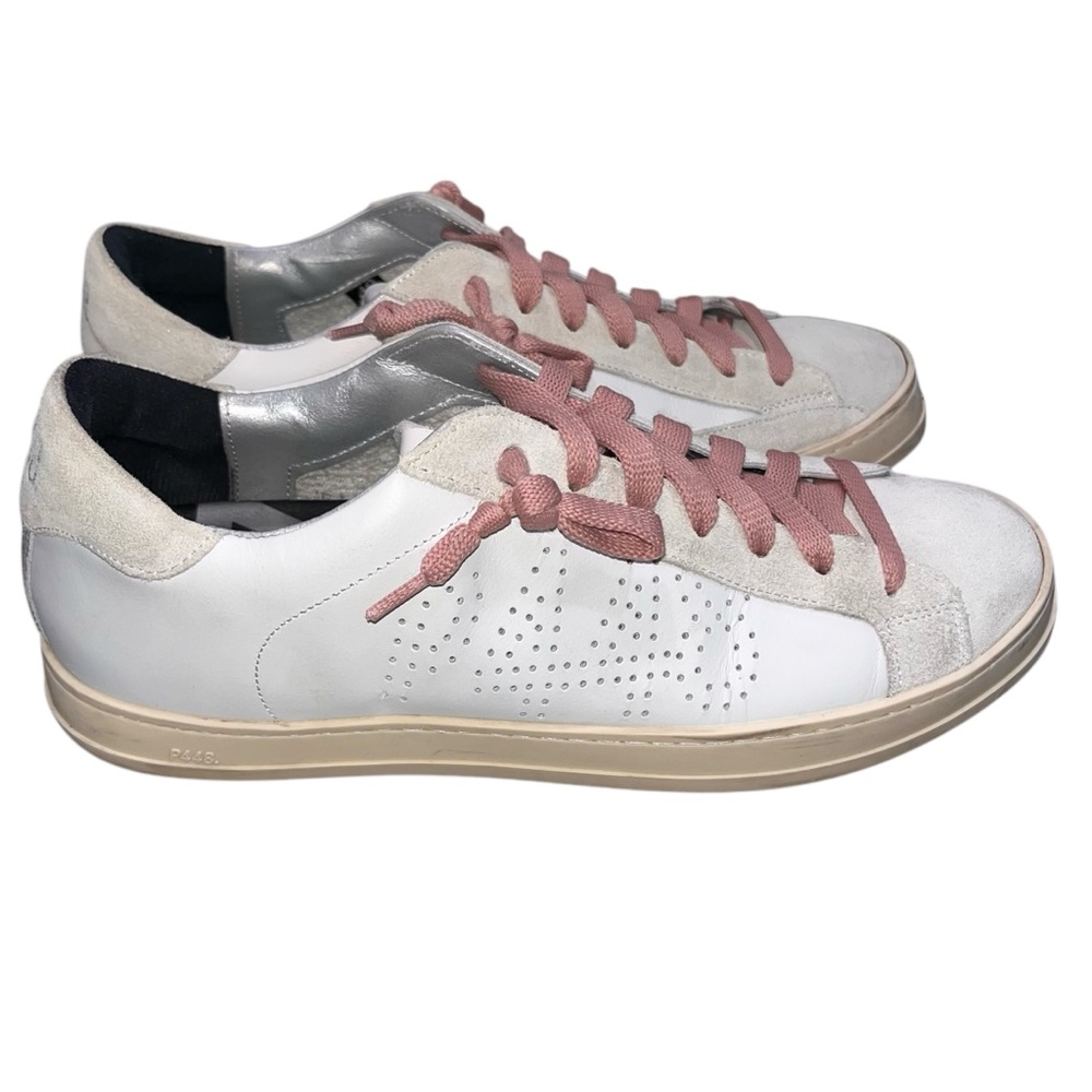 P448 John White Tartan Low Top Pink & White Sneakers Shoes EURO size 40